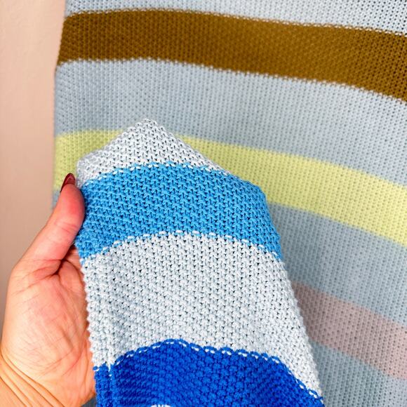 Lisa Todd Sand Sweeper Aqua Combo Striped Knit Long Open Cardigan Duster Sweater - Picture 5 of 11